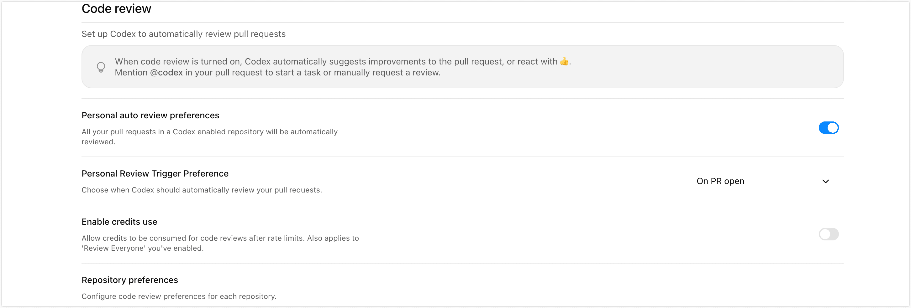 Code Review Settings